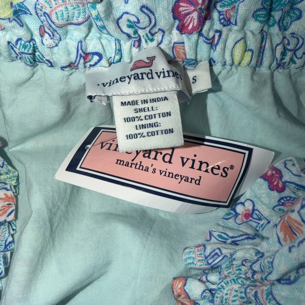 NWT  Vineyard Vines Floral Flamingo flock Off‎ Shoulder Mini Dress Size Small